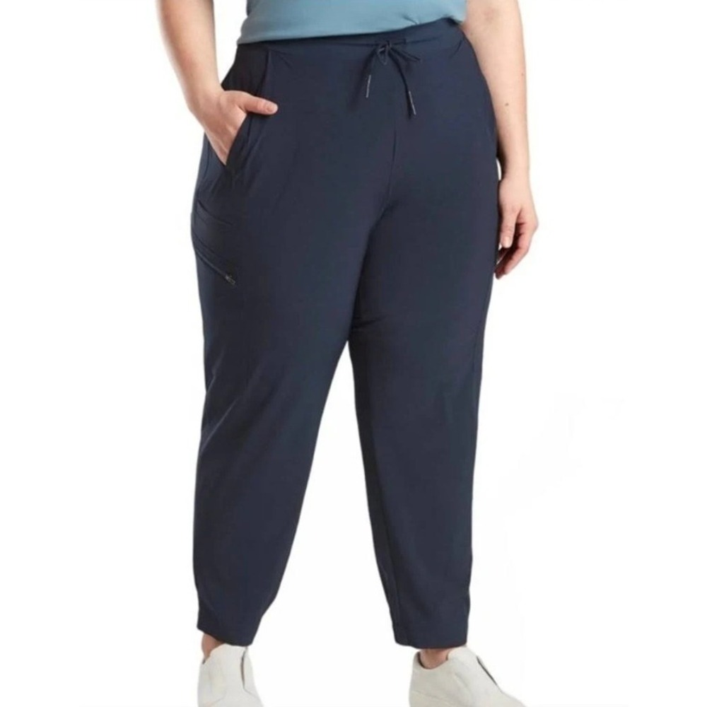 Athleta Venture Pants size 20 Navy Blue Cargo Jogger Hiking Travel Active